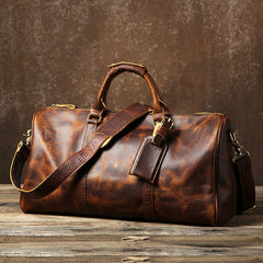 Vintage Cool Leather Mens Weekender Bag Overnight Bag Duffle Bag