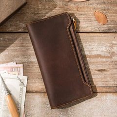 Vintage Cool Mens long Wallet Leather Wallet Long Wallet for Men