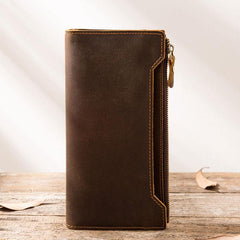 Vintage Cool Mens long Wallet Leather Wallet Long Wallet for Men