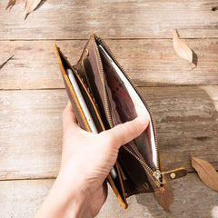 Vintage Cool Mens long Wallet Leather Wallet Long Wallet for Men