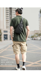 Vintage Dark Brown Leather Mens Chest Bag Black Sling Bag Sling Pack For Men