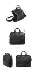 Vintage Coffee Mens Leather Briefcase Work Handbag - Chain Detail