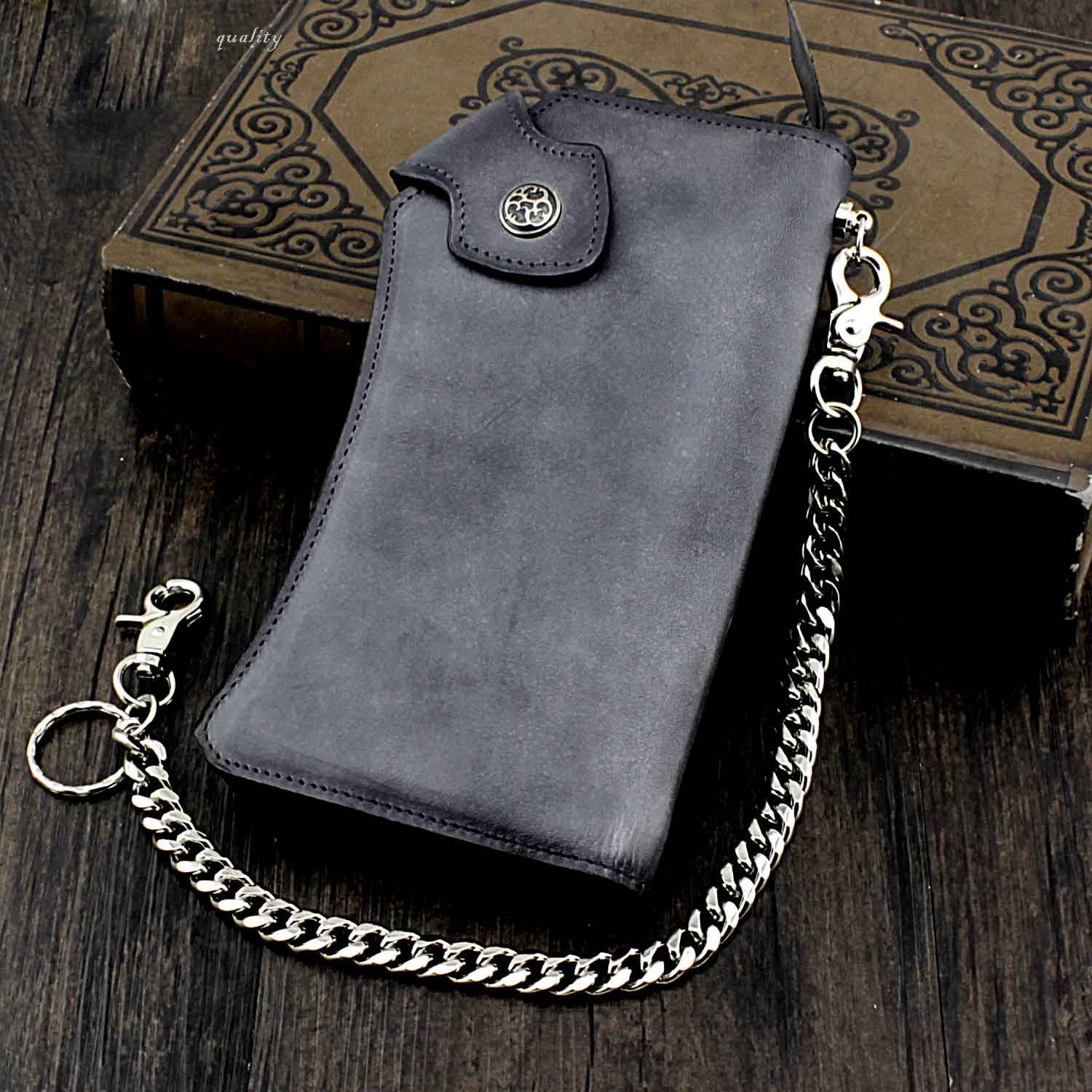 chain wallet for men​ leather chain wallet biker chain wallet leather wallet with chain​
