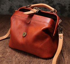 Vintage Handmade Leather Brown Womens Doctor Handbag Shoulder Bag Black Doctor Purse For Women