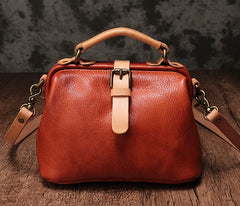 Vintage Handmade Leather Brown Womens Doctor Handbag Shoulder Bag Black Doctor Purse For Women