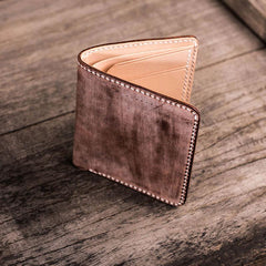 Vintage Handmade Leather Mens Small Wallet Bifold billfold Wallet for Men