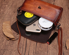 Vintage Handmade Leather Red Womens Handbag Shoulder Bag Red Purse For Women