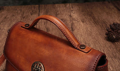 Vintage Handmade Leather Red Womens Handbag Shoulder Bag Red Purse For Women