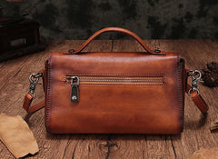 Vintage Handmade Leather Red Womens Handbag Shoulder Bag Red Purse For Women