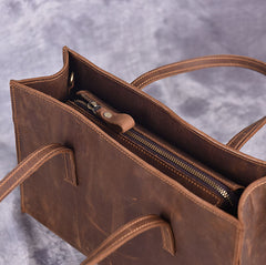 Vintage LEATHER WOMENs Brown Handbag Stylish Shoulder Tote Purse FOR WOMEN