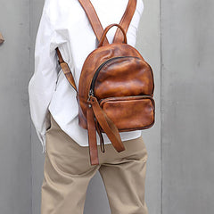 leather backpack for travel​ Brown Small Leather Backpack for Women Brown Leather Backpack Leather Rucksack Backpack
