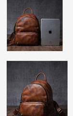 travel leather backpack​ Brown Small Leather Backpack for Women Brown Leather Backpack Leather Rucksack Backpack