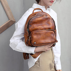 leather backpack small​ Brown Small Leather Backpack for Women Brown Leather Backpack Leather Rucksack Backpack