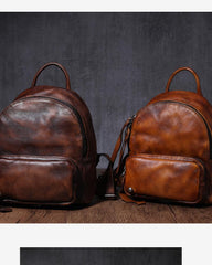 women's small leather backpacks​ Brown Small Leather Backpack for Women Brown Leather Backpack Leather Rucksack Backpack