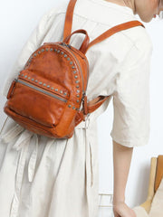 Brown Leather Rucksack Womens Leather Small Backpack Ladies Backpack Purse