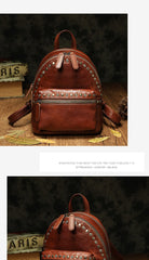 Brown Leather Rucksack Womens Leather Small Backpack Ladies Backpack Purse