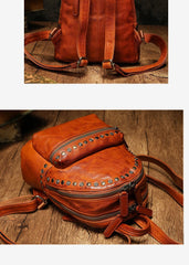 Small Brown Leather Rucksack Womens Leather Backpack Ladies Backpack Purse