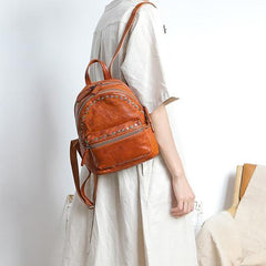Brown Leather Rucksack Womens Leather Small Backpack Ladies Backpack Purse