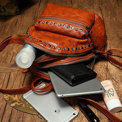 Brown Leather Rucksack Womens Leather Small Backpack Ladies Backpack Purse