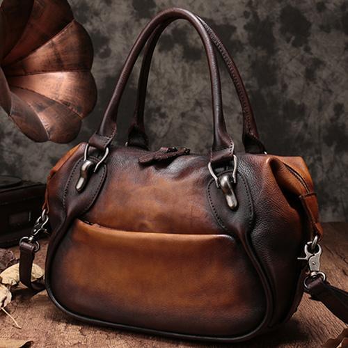 Red Vintage Leather 13" Womens Tote Shopper Handbag Dumpling Bag Purse for Ladie DD845001078