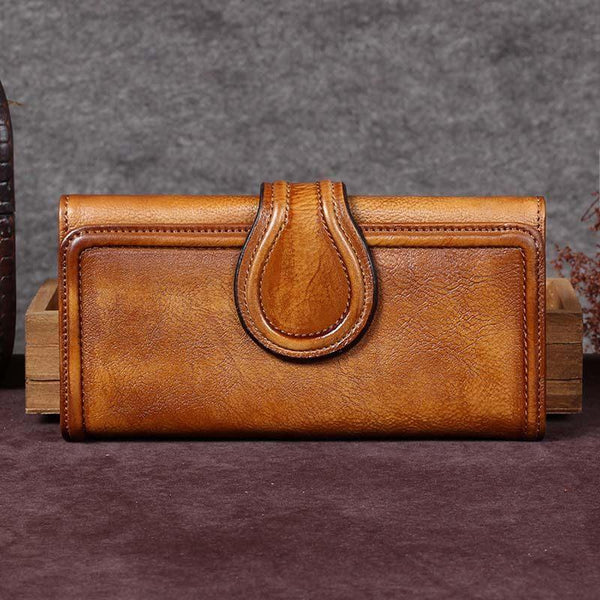 Vintage Womens Purple Long Bifold Wallet Leather Wallet Red Clutch Brown Wallet SM8158639