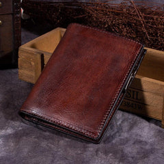 Red Vintage Womens Leather Bifold Slim Brown Small Wallet BLue billfold Wallet Purse for Ladies