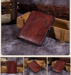 Red Vintage Womens Leather Bifold Slim Brown Small Wallet BLue billfold Wallet Purse for Ladies