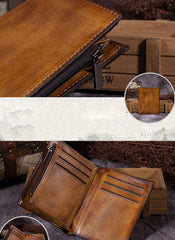 Grey Vintage Womens Leather Bifold Slim Brown Small Wallet BLue billfold Wallet Purse for Ladies