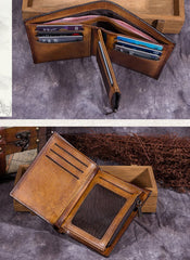 Purple Vintage Womens Leather Bifold Slim Brown Small Wallet BLue billfold Wallet Purse for Ladies