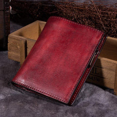 Red Vintage Womens Leather Bifold Slim Brown Small Wallet BLue billfold Wallet Purse for Ladies