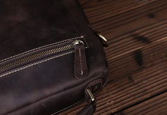 Vintage Leather Small Handbag Messenger Bag Shoulder Bag For Men