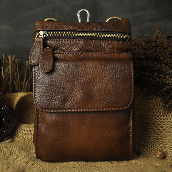 Vintage Leather Belt Pouches for Men Waist Bag BELT BAGs Shoulder Bag For Men