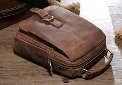 Vintage Leather Small Handbag Messenger Bag Shoulder Bag For Men