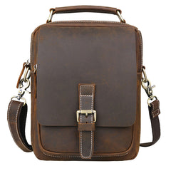 Vintage Leather Small Handbag Messenger Bag Shoulder Bag For Men