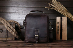 Vintage Leather Small Handbag Messenger Bag Shoulder Bag For Men