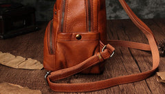 Vintage Leather Brown Womens Backpack Travel Backpack Red School Backpack for Women