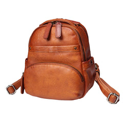 Vintage Leather Brown Womens Backpack Travel Backpack Red School Backpack for Women