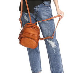 Vintage Leather Brown Womens Backpack Travel Backpack Red School Backpack for Women