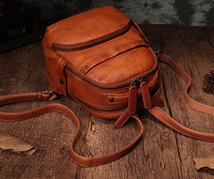 Vintage Leather Brown Womens Backpack Travel Backpack Red School Backpack for Women