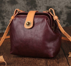 Vintage Leather Brown Womens Small Doctor Purse Shoulder Bag Crossbody Doctor Purse For Women