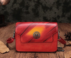Vintage Leather Brown Womens Small Shoulder Purse Red Shoulder Bag Green Crossbody Purse For Women