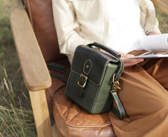 Vintage Leather Bucket Bag Green Box Bags Purses - Annie Jewel