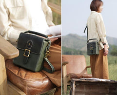 Vintage Leather Bucket Bag Green Box Bags Purses - Annie Jewel