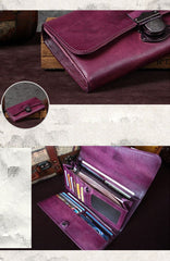 Vintage Bifold Leather Wallets For Women Unique Brown Womens Long Wallets