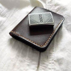 Vintage Leather Coffee Mens Small Wallet Leather billfold Bifold Wallets for Men