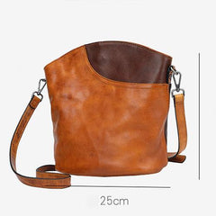 Brown Leather Womens Shoulder Bucket Bag Cross Body Black Bucket Purse Barrel Bag for ladies