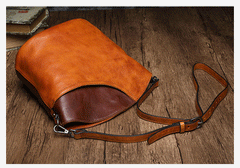 Brown Leather Womens Shoulder Bucket Bag Cross Body Black Bucket Purse Barrel Bag for ladies