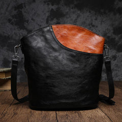 Brown Leather Womens Shoulder Bucket Bag Cross Body Black Bucket Purse Barrel Bag for ladies