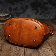 Brown Leather Womens Shoulder Bucket Bag Cross Body Black Bucket Purse Barrel Bag for ladies