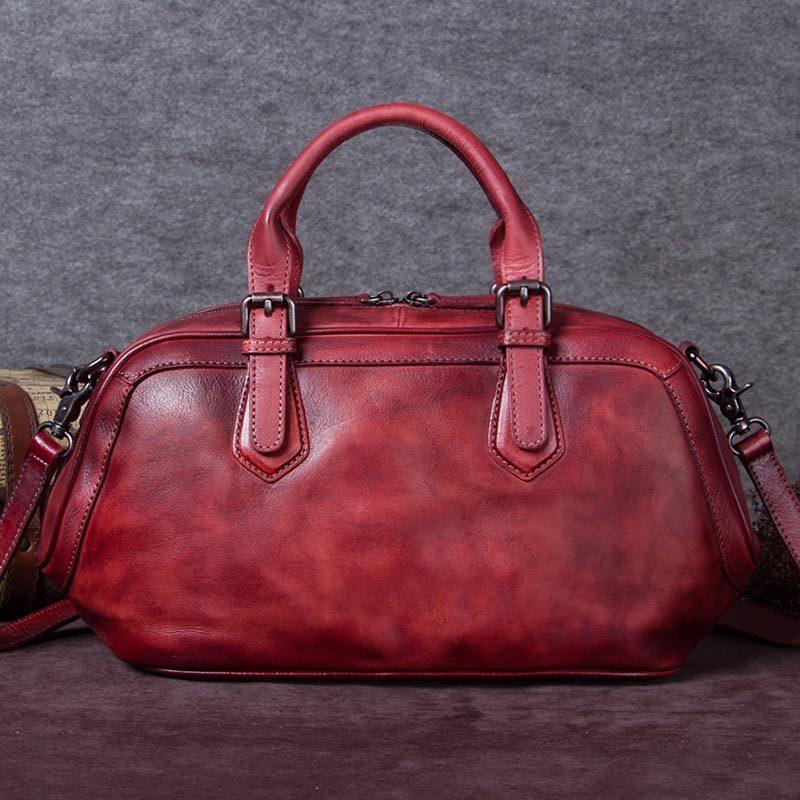 Vintage Womens Red Leather Doctor Handbag Purse Handmade Doctor Should –  iLeatherhandbag